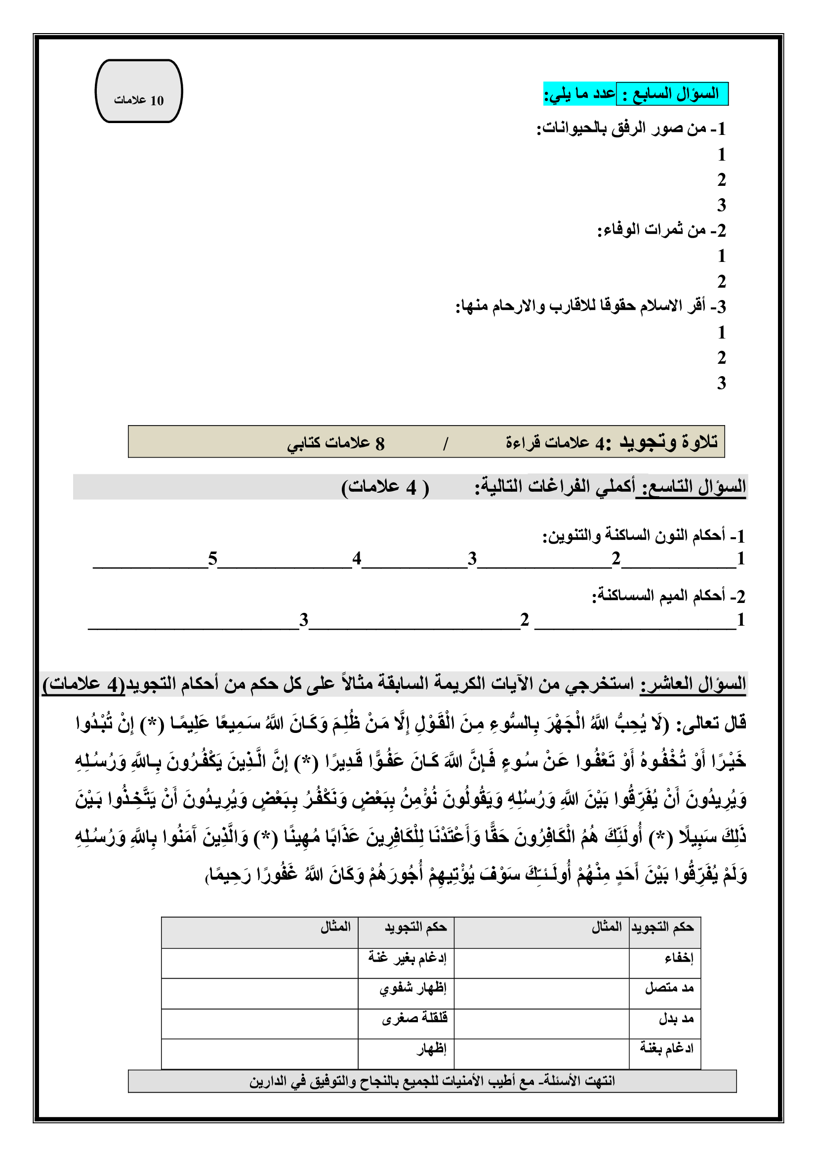 MTQ3Nzk4MQ3333صور و وورد امتحان تربية اسلامية نهائي للصف السابع الفصل الاول 2018-2